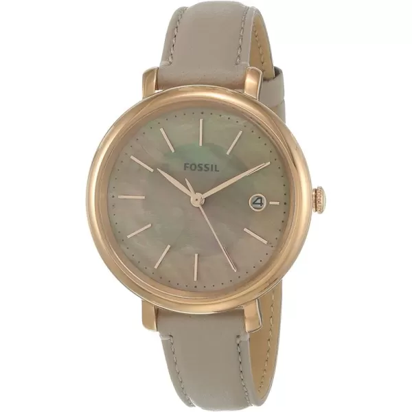 imageFossil Womens Jacqueline Quartz Stainless Steel and Leather WatchRose GoldGrey Solar