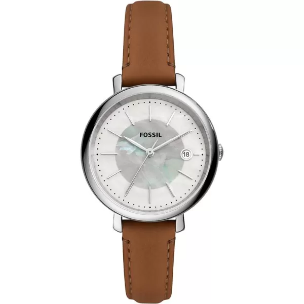 imageFossil Womens Jacqueline Quartz Stainless Steel and Leather WatchSilverBrown Solar