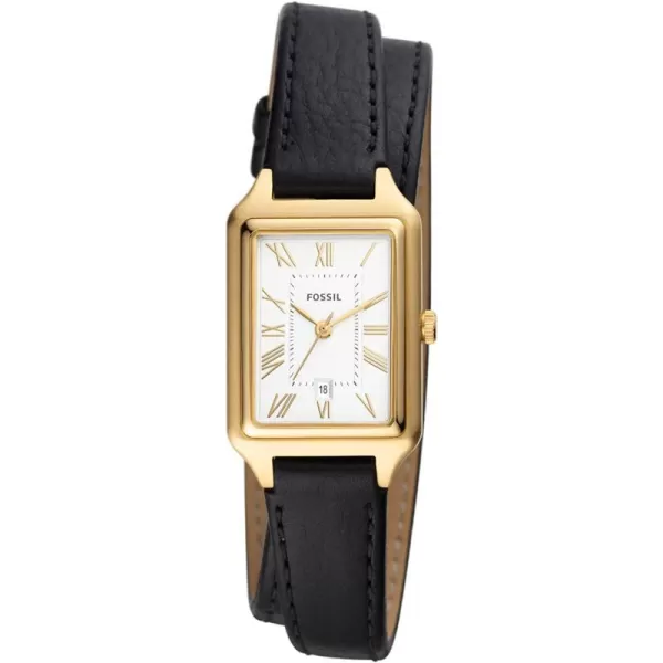 imageFossil Womens Raquel Quartz Rectangular Watch with Stainless Steel or Leather StrapGoldBlack