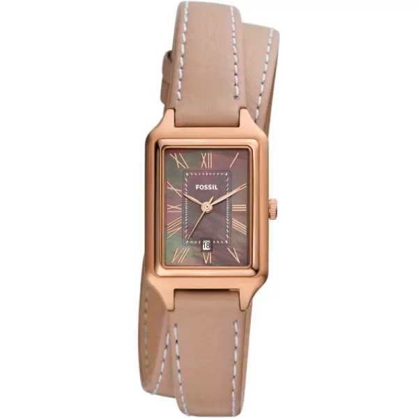 imageFossil Womens Raquel Quartz Rectangular Watch with Stainless Steel or Leather StrapRose GoldTaupe