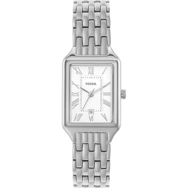 imageFossil Womens Raquel Quartz Rectangular Watch with Stainless Steel or Leather StrapSilver