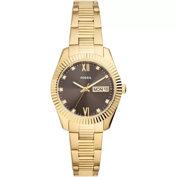 imageFossil Womens Scarlette Stainless Steel Quartz WatchGoldBrown Dial