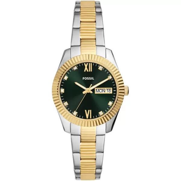 imageFossil Womens Scarlette Stainless Steel Quartz WatchGoldSilverGreen