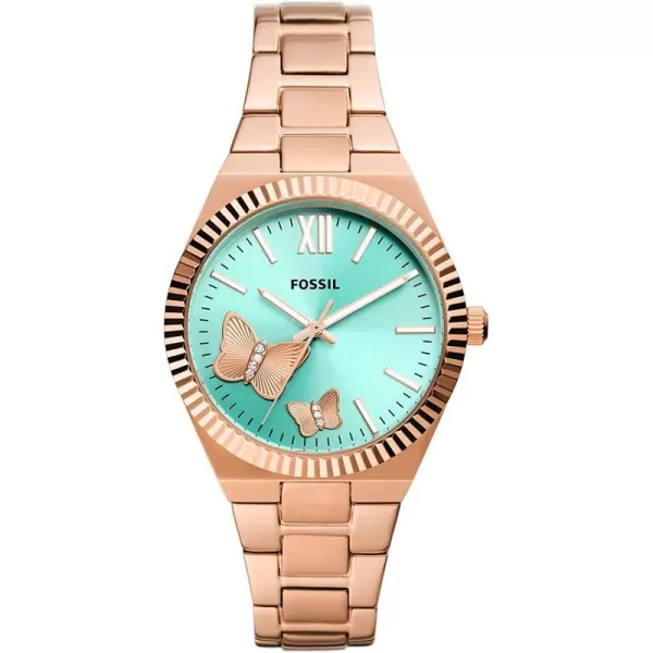 imageFossil Womens Scarlette Stainless Steel Quartz WatchRose GoldGreen Butterfly