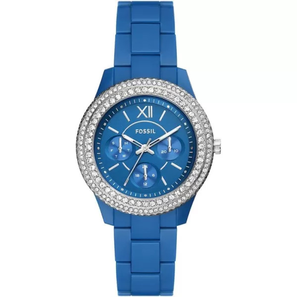 imageFossil Womens Stella Stainless Steel CrystalAccented Multifunction Quartz WatchBlue