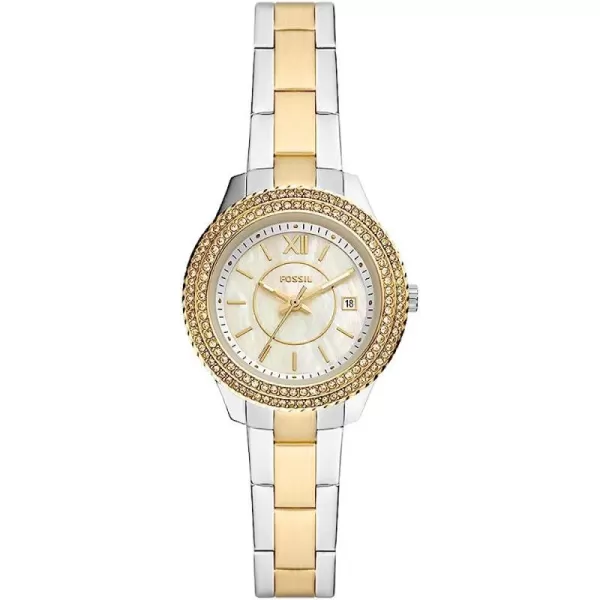 imageFossil Womens Stella Stainless Steel CrystalAccented Multifunction Quartz WatchGold Mini