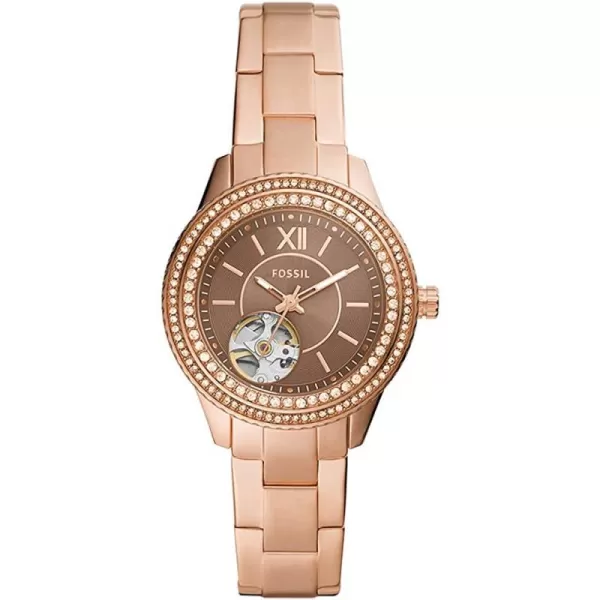 imageFossil Womens Stella Stainless Steel CrystalAccented Multifunction Quartz WatchRose GoldCaramel Auto