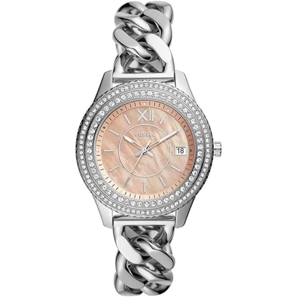 imageFossil Womens Stella Stainless Steel CrystalAccented Multifunction Quartz WatchSilverRose Gold Blush