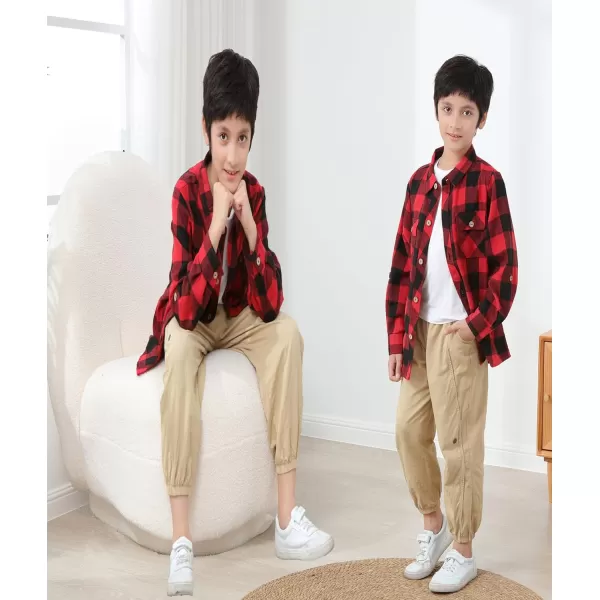 Boys Plaid Flannel Shirts Long Sleeve Casual Button Down Shirts Collared Fall Clothes