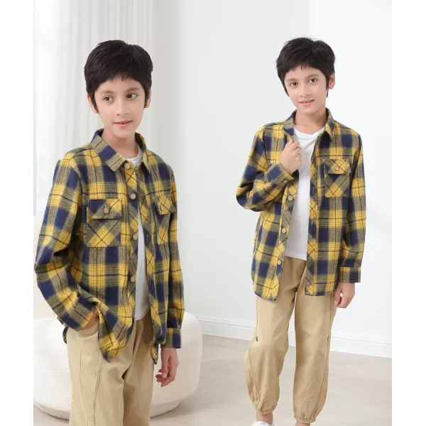 Boys Plaid Flannel Shirts Long Sleeve Casual Button Down Shirts Collared Fall Clothes