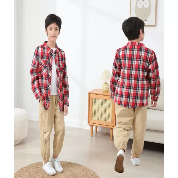 Boys Plaid Flannel Shirts Long Sleeve Casual Button Down Shirts Collared Fall Clothes