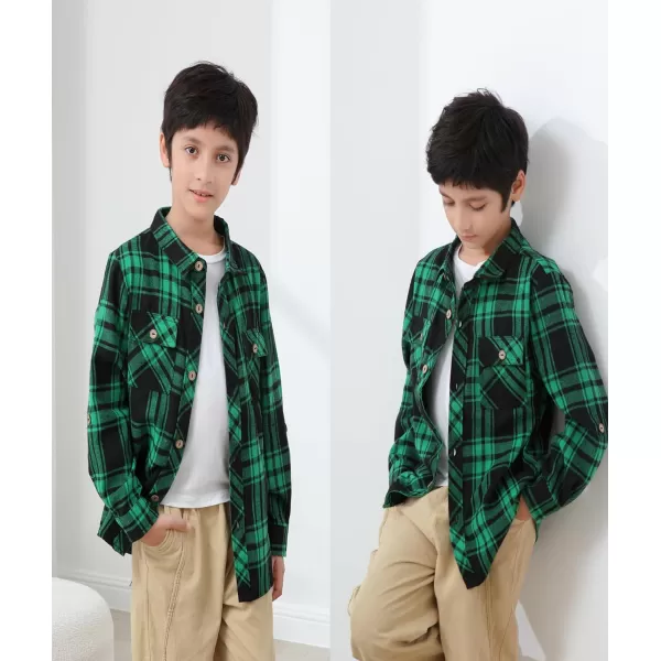 Boys Plaid Flannel Shirts Long Sleeve Casual Button Down Shirts Collared Fall Clothes