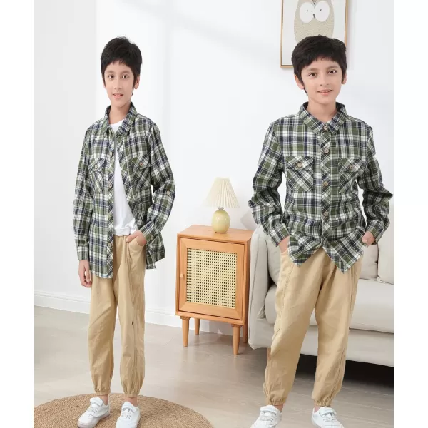 Boys Plaid Flannel Shirts Long Sleeve Casual Button Down Shirts Collared Fall Clothes