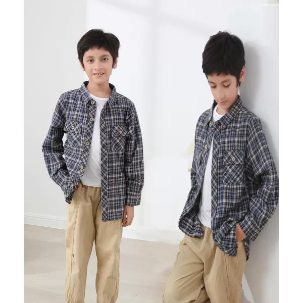 Boys Plaid Flannel Shirts Long Sleeve Casual Button Down Shirts Collared Fall Clothes