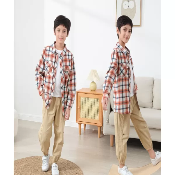 Boys Plaid Flannel Shirts Long Sleeve Casual Button Down Shirts Collared Fall Clothes