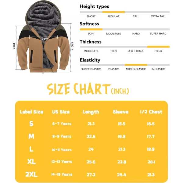 GEEK LIGHTING Boys Sherpa Lined Hoodie Kids Fleece Sweatshirt Full Zip Hooded Jacket