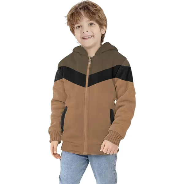 GEEK LIGHTING Boys Sherpa Lined Hoodie Kids Fleece Sweatshirt Full Zip Hooded Jacket