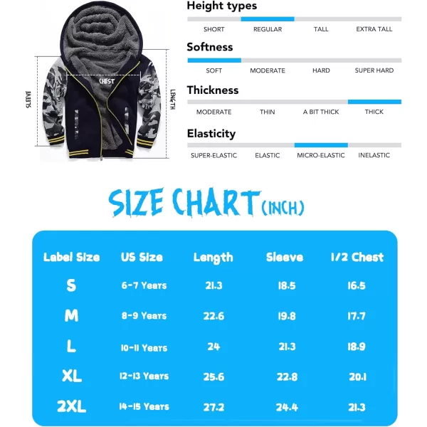 GEEK LIGHTING Boys Sherpa Lined Hoodie Kids Fleece Sweatshirt Full Zip Hooded Jacket