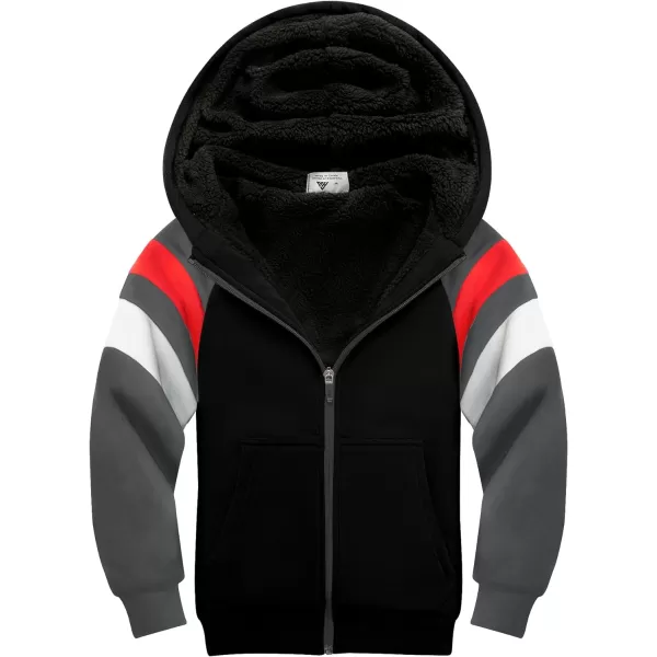 GEEK LIGHTING Boys Sherpa Lined Hoodie Kids Fleece Sweatshirt Full Zip Hooded Jacket