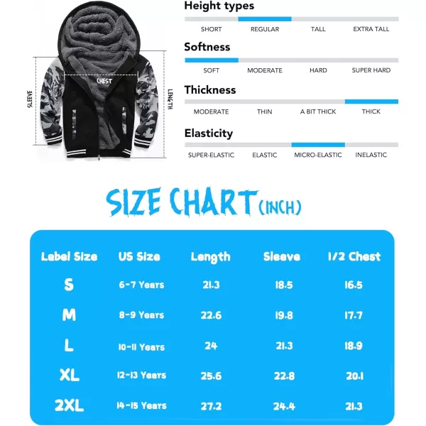 GEEK LIGHTING Boys Sherpa Lined Hoodie Kids Fleece Sweatshirt Full Zip Hooded Jacket