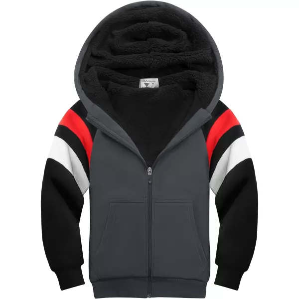 GEEK LIGHTING Boys Sherpa Lined Hoodie Kids Fleece Sweatshirt Full Zip Hooded Jacket