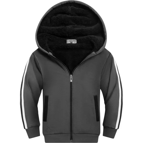 GEEK LIGHTING Boys Sherpa Lined Hoodie Kids Fleece Sweatshirt Full Zip Hooded Jacket