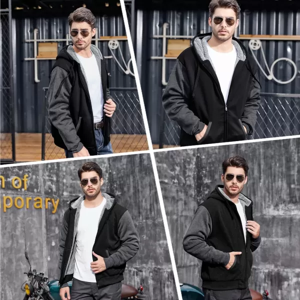 GEEK LIGHTING Hoodies for Men Fleece Sherpa Lined Jacket Zip Up Sweatshirts Heavyweight Warm Coat Winter Sweaters)