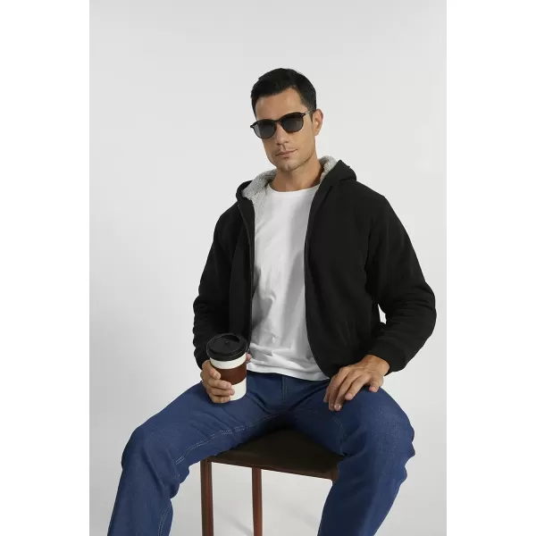 GEEK LIGHTING Hoodies for Men Fleece Sherpa Lined Jacket Zip Up Sweatshirts Heavyweight Warm Coat Winter Sweaters