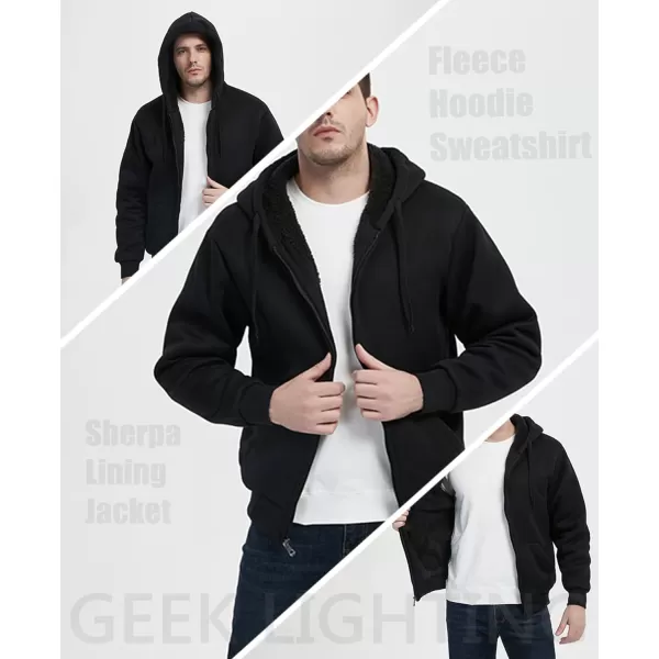 GEEK LIGHTING Hoodies for Men Fleece Sherpa Lined Jacket Zip Up Sweatshirts Heavyweight Warm Coat Winter Sweaters