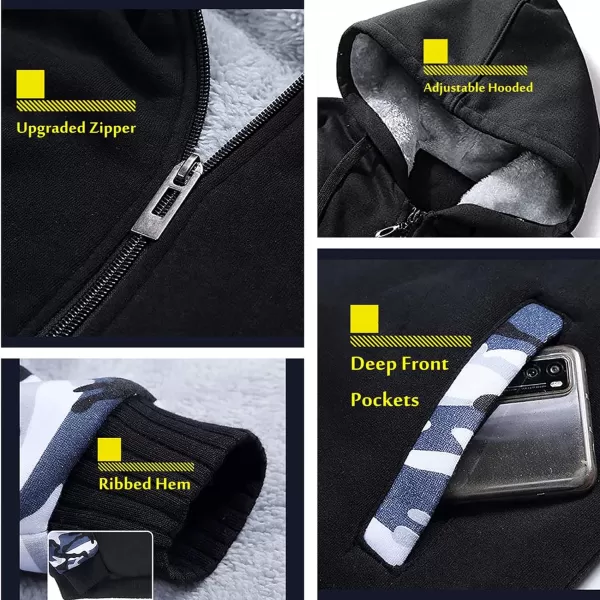 GEEK LIGHTING Hoodies for Men Fleece Sherpa Lined Jacket Zip Up Sweatshirts Heavyweight Warm Coat Winter Sweaters
