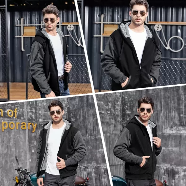 GEEK LIGHTING Hoodies for Men Fleece Sherpa Lined Jacket Zip Up Sweatshirts Heavyweight Warm Coat Winter Sweaters)