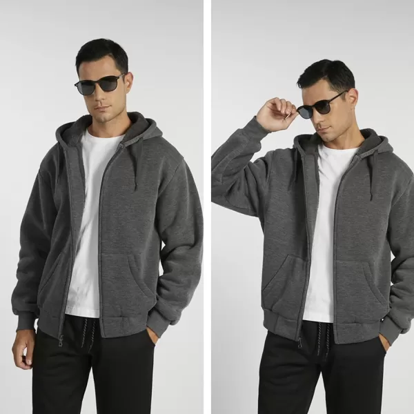 GEEK LIGHTING Hoodies for Men Fleece Sherpa Lined Jacket Zip Up Sweatshirts Heavyweight Warm Coat Winter Sweaters)