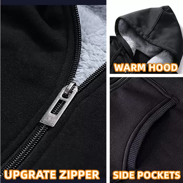 GEEK LIGHTING Hoodies for Men Fleece Sherpa Lined Jacket Zip Up Sweatshirts Heavyweight Warm Coat Winter Sweaters