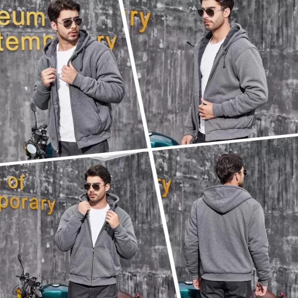 GEEK LIGHTING Hoodies for Men Fleece Sherpa Lined Jacket Zip Up Sweatshirts Heavyweight Warm Coat Winter Sweaters)