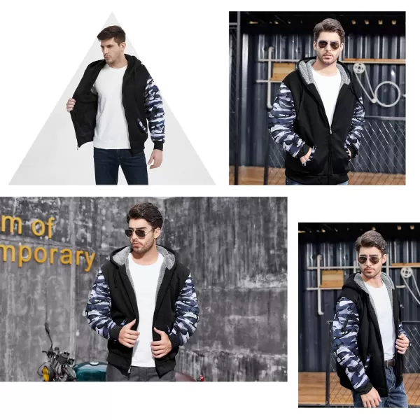 GEEK LIGHTING Hoodies for Men Fleece Sherpa Lined Jacket Zip Up Sweatshirts Heavyweight Warm Coat Winter Sweaters
