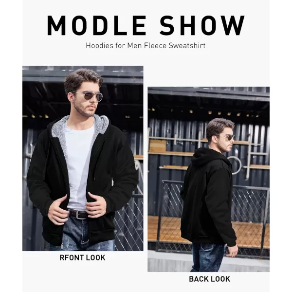 GEEK LIGHTING Hoodies for Men Heavyweight Fleece Sweatshirt - Full Zip Up Thick Sherpa Lined