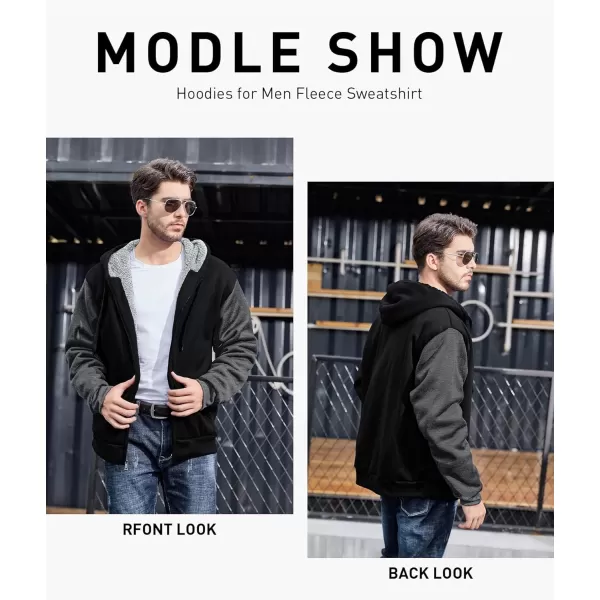 GEEK LIGHTING Hoodies for Men Heavyweight Fleece Sweatshirt - Full Zip Up Thick Sherpa Lined