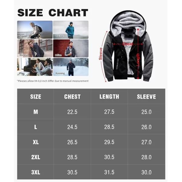 GEEK LIGHTING Hoodies for Men Heavyweight Fleece Sweatshirt - Full Zip Up Thick Sherpa Lined