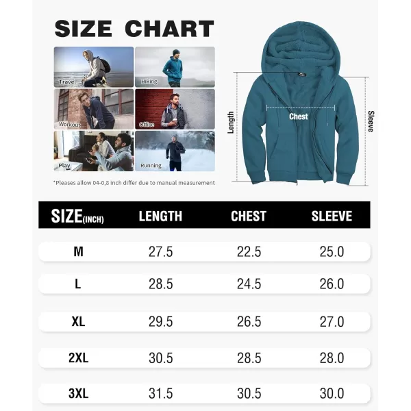 GEEK LIGHTING Hoodies for Men Heavyweight Fleece Sweatshirt - Full Zip Up Thick Sherpa Lined