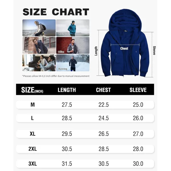 GEEK LIGHTING Hoodies for Men Heavyweight Fleece Sweatshirt - Full Zip Up Thick Sherpa Lined