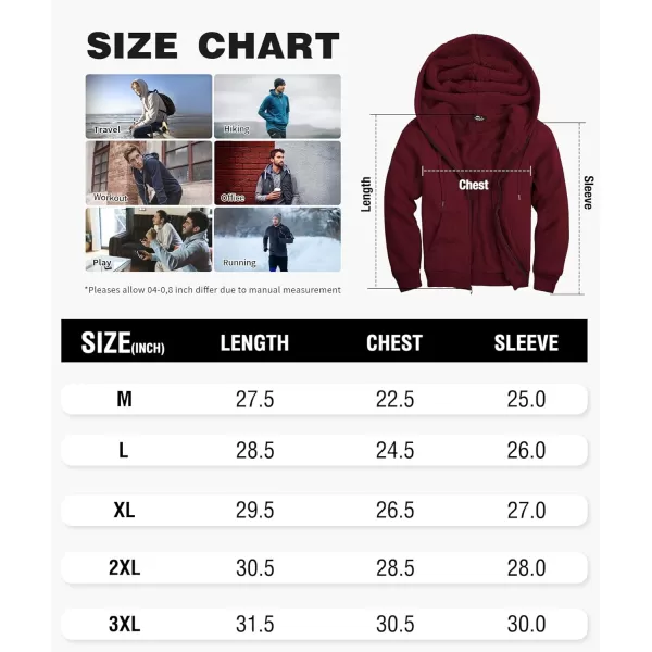 GEEK LIGHTING Hoodies for Men Heavyweight Fleece Sweatshirt - Full Zip Up Thick Sherpa Lined