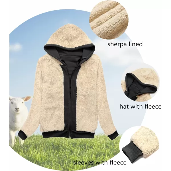 GEEK LIGHTING Hoodies for Women Sherpa Lined Winter Fleece Sweatshirt - Full Zip Up Thick)