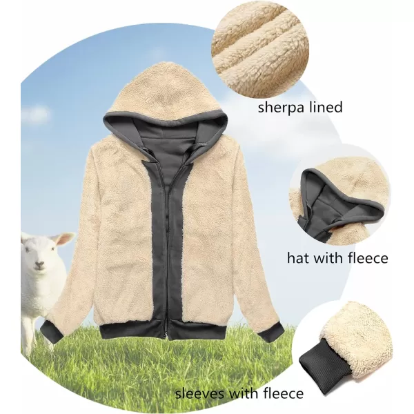 GEEK LIGHTING Hoodies for Women Sherpa Lined Winter Fleece Sweatshirt - Full Zip Up Thick)
