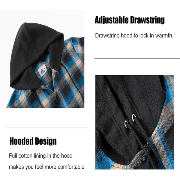 GEEK LIGHTING Men's Flannel Shirt Plaid Hoodie Long Sleeve Fall Casual Button Down Shirts Jacket