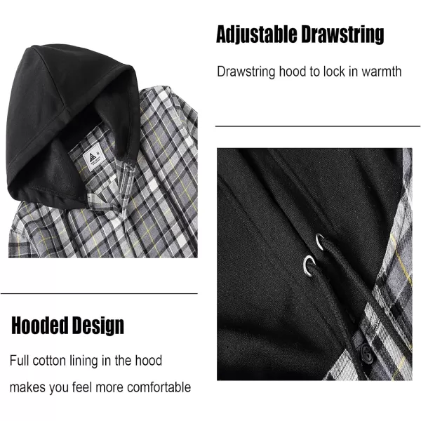 GEEK LIGHTING Men's Flannel Shirt Plaid Hoodie Long Sleeve Fall Casual Button Down Shirts Jacket