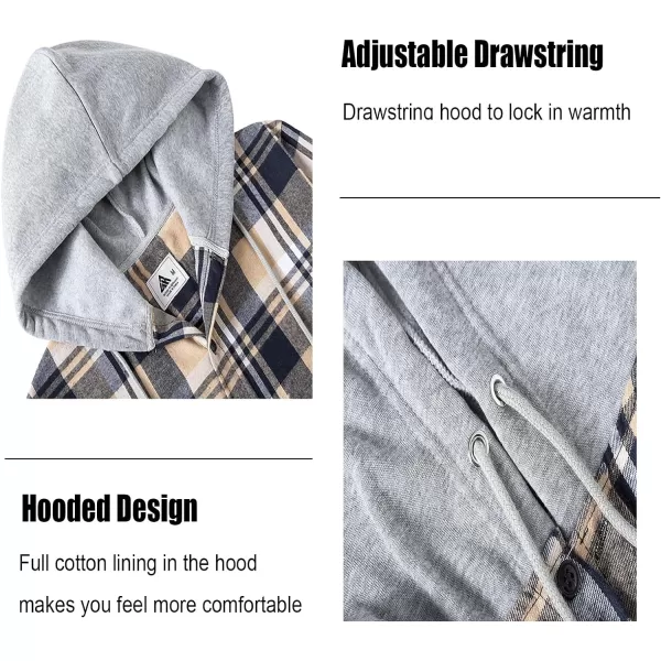 GEEK LIGHTING Men's Flannel Shirt Plaid Hoodie Long Sleeve Fall Casual Button Down Shirts Jacket