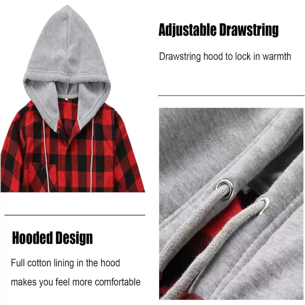 GEEK LIGHTING Men's Flannel Shirt Plaid Hoodie Long Sleeve Fall Casual Button Down Shirts Jacket