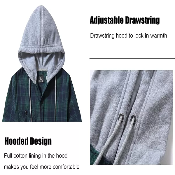 GEEK LIGHTING Men's Flannel Shirt Plaid Hoodie Long Sleeve Fall Casual Button Down Shirts Jacket
