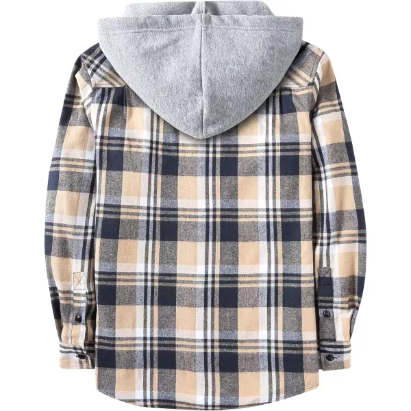 GEEK LIGHTING Men's Flannel Shirt Plaid Hoodie Long Sleeve Fall Casual Button Down Shirts Jacket