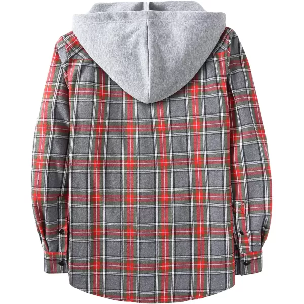 GEEK LIGHTING Men's Flannel Shirt Plaid Hoodie Long Sleeve Fall Casual Button Down Shirts Jacket
